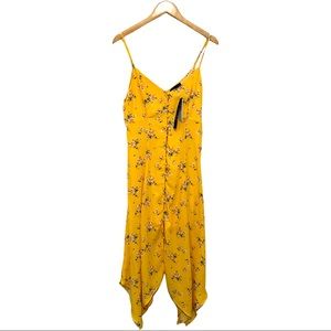 Spaghetti strap yellow button down sun dress